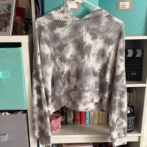 Ultra Flirt Gray Textured Knit Cropped Top